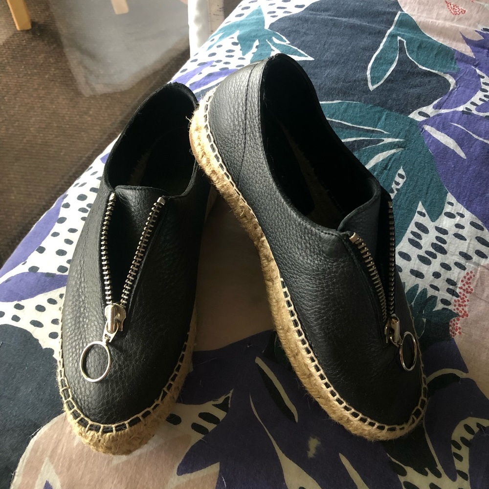 Alexander Wang Black Leather Espadrilles